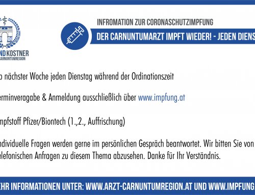 Der Carnuntumarzt impft wieder! – JEDEN DIENSTAG